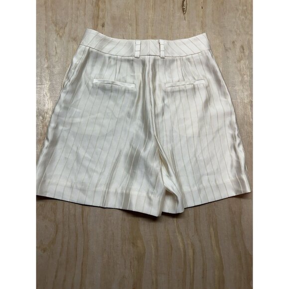 Reiss Lilea Satin Shorts Ivory Sz 6 Cream Pinstripe High Rise Classy Tailored - Picture 5 of 7